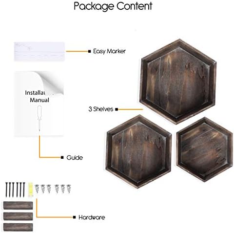 Rustic State Brooks Hexagon Floating Shelves Set of 3