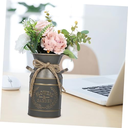 Farmhouse Decorative Metal Flower Bucket for Dried Flowers and Occasions