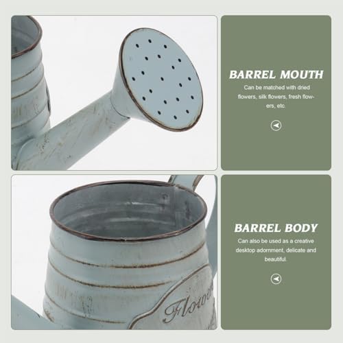 2Pcs Vintage Metal Flower Planter Antique Decorative Vase for Farmhouse Rustic Style Flower Holder with Handles