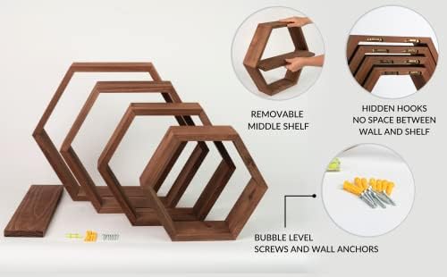 Extra Large Hexagon Floating Shelves Set of 4