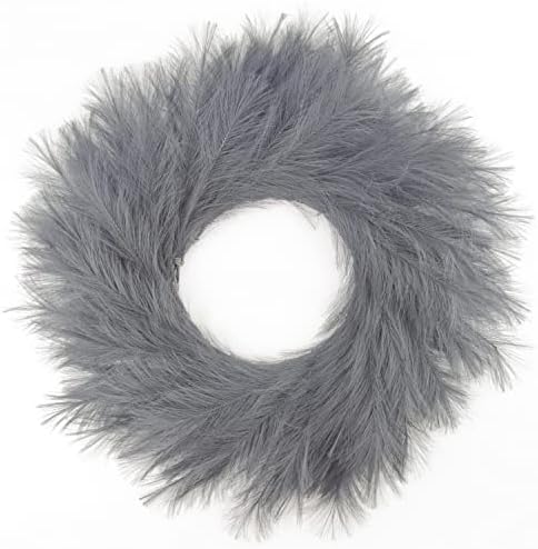 Perfnique 27 Inch Faux Pampas Grass Wreath for Front Door and Wall Decor
