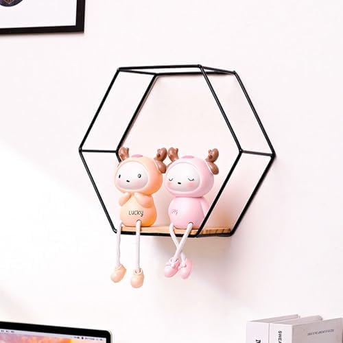SOONHUA 5pcs Hexagon Wall Shelves Set