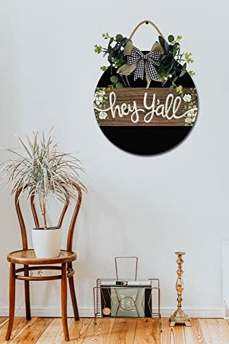 Hey Yall Front Door Sign Funny Wreath 12x12 Inch