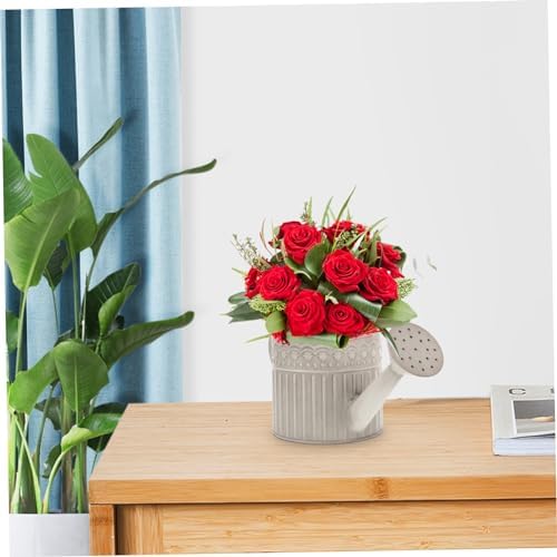 Retro Iron Flower Bucket Vase with Handle