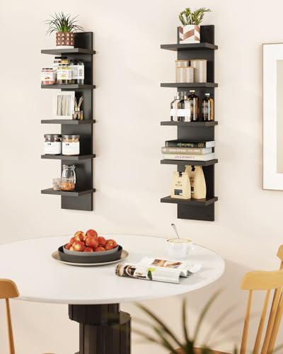 IBUYKE 5 Tier Wall Shelf Unit Black Vertical Shelf