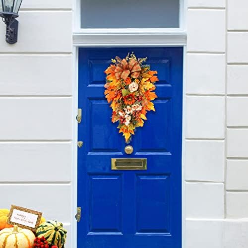 Fall Harvest Teardrop Wreath with Lights
