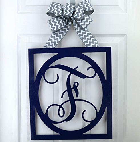 Monogrammed Door Hanger - Square Wreath for Her