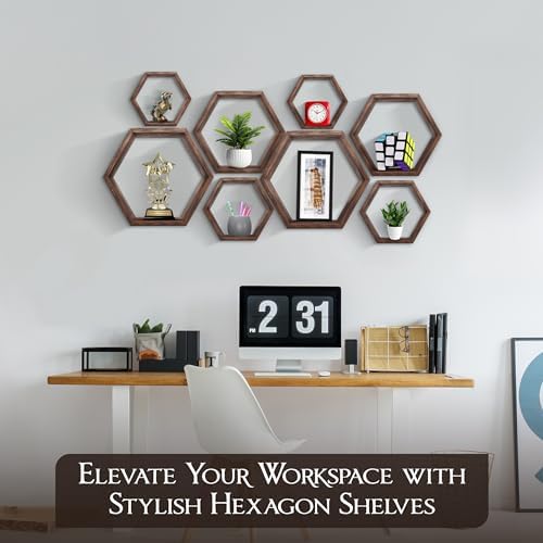 Decovate Hexagon Floating Shelves Set of 8