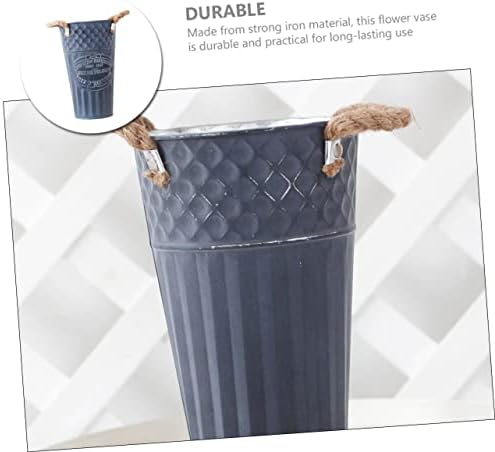 Happyyami Vintage Metal Flower Bucket Planter with Handles