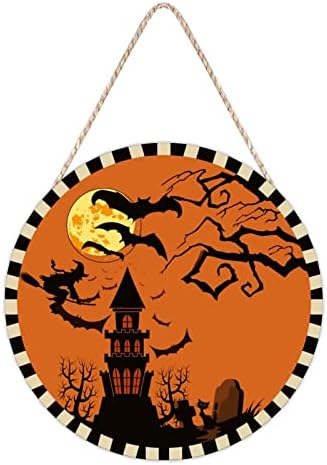 Halloween Door Hanger Wood Sign 10x10in