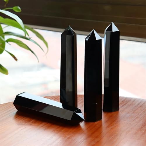 AtkitS Natural Crystal Obsidian Column Healing Wand