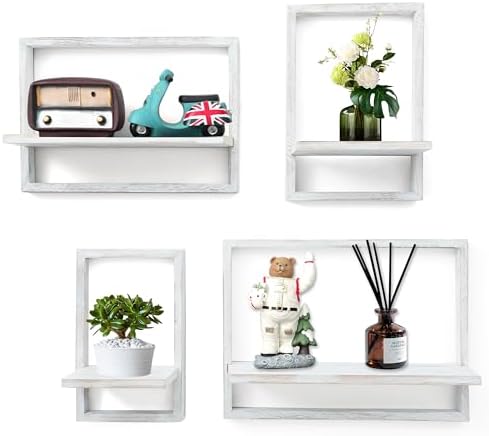 PHOENANCEE Square Floating Shelves Set of 4 Modern Wall Decor
