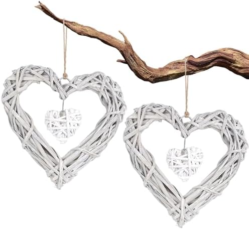 Rattan Heart Wreath Wall Decor 2Pcs