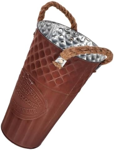 Vintage Style Flower Bucket Rustic Decorative Metal Vase