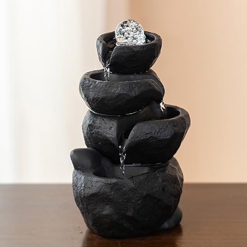 Ceramic Tabletop Fountain Water Feature Black