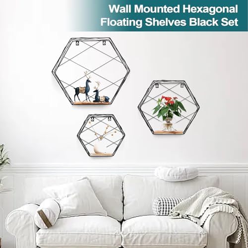 Hexagonal Floating Wall Shelf - Modern Geometric Display Rack