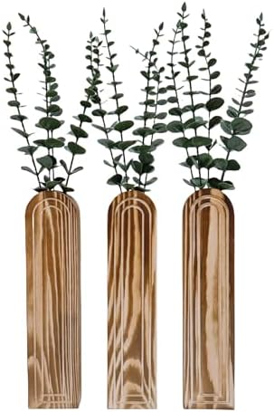 Wood Wall Vase Set of 3 for Dried Flowers and Faux Greenery