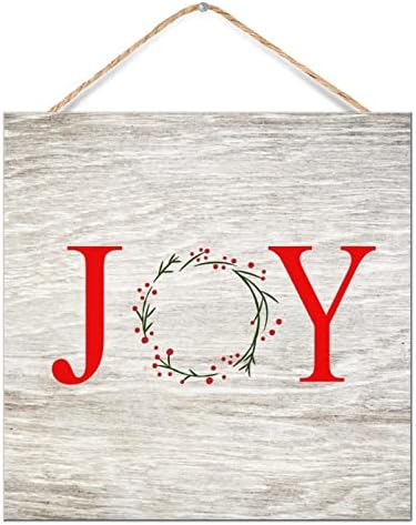 CustonCares Letter Joy Winter Door Wreath Sign