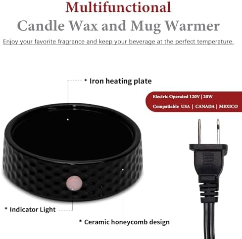 Electric Candle Warmer Plate - Ceramic for Jar Candles and Mugs