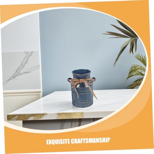 Vintage Small Waterproof Iron Milk Jug Flower Vase for Home Tabletop Decor