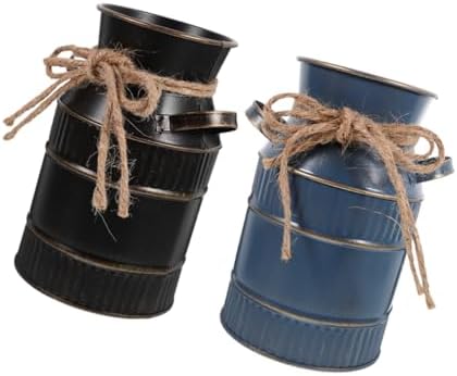 2pcs Vintage Iron Flower Vase Decorative Bucket for Home