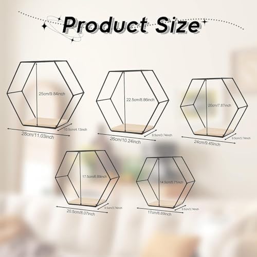 Metal Hexagonal Floating Wall Shelf - Modern Storage Decor