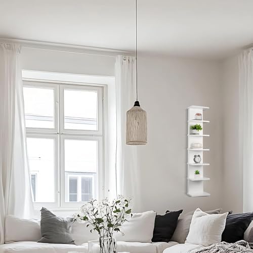 7 Tier Wall Shelf Unit - White Floating Storage