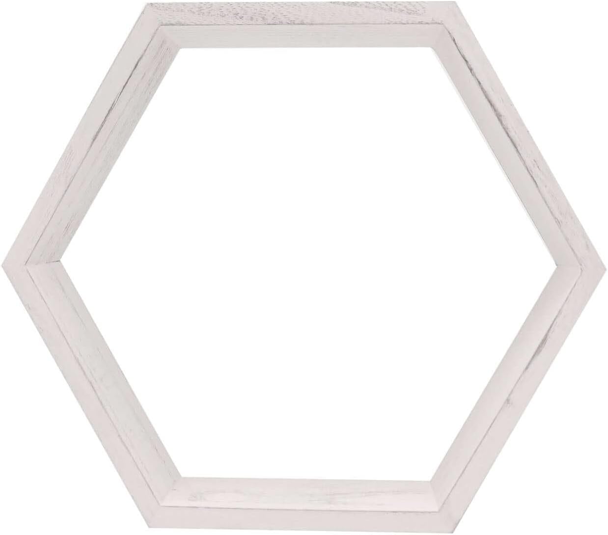 Efavormart 2 Pack 9 Inch Hexagon Whitewashed Wood Centerpiece