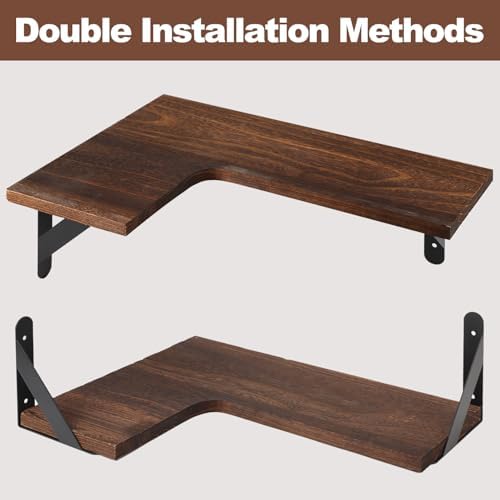 Gabotrie Corner Floating Shelves Set of 4 Dark Brown