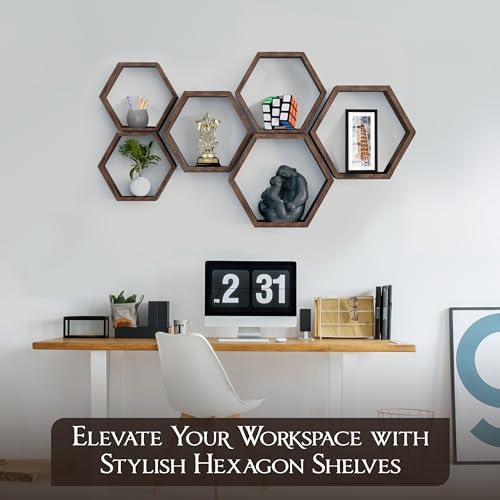 Decovate Hexagon Floating Shelves Set of 6