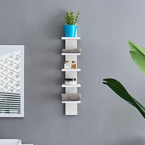 Danya B 5 Tier Wall Shelf Unit Vertical - Floating Storage Home Decor Organizer White