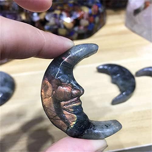 PEKMAR Natural Quartz Labradorite Moon Crystal Decoration 1pc