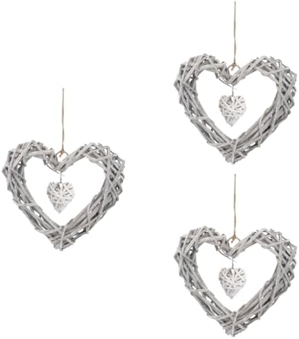 3 Pcs White Lace Pendant Twigs Wreath Heart Garland Photo Frame