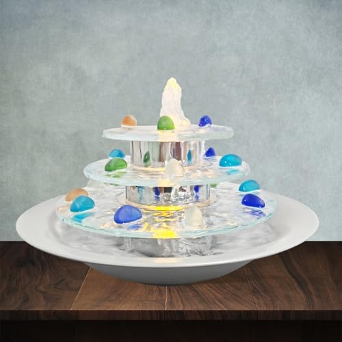 3-Tier Tabletop Waterfall Fountain with LED Light
