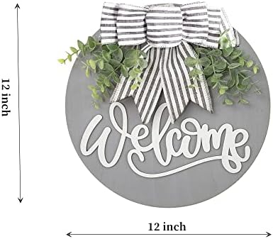 Gray Welcome Front Door Wreath Decor Sign