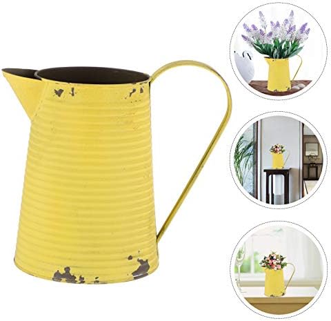Rustic Antique Flower Pitcher with Handle for Home Decor