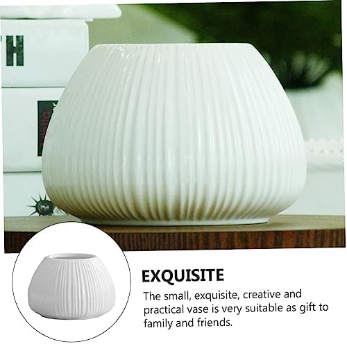 1pc Ceramic Vertical Stripe Flower Vase for Desktop Decor