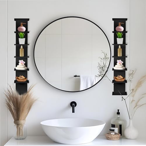 7 Tier Wall Shelf Unit - Black Floating Storage Organizer