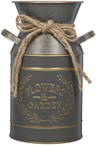 PRETYZOOM Vintage Galvanized Metal Jug Vase for Dried Flowers Rustic Planter with Handle