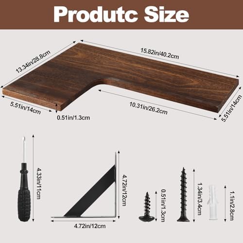 Gabotrie Corner Floating Shelves Set of 4 Dark Brown