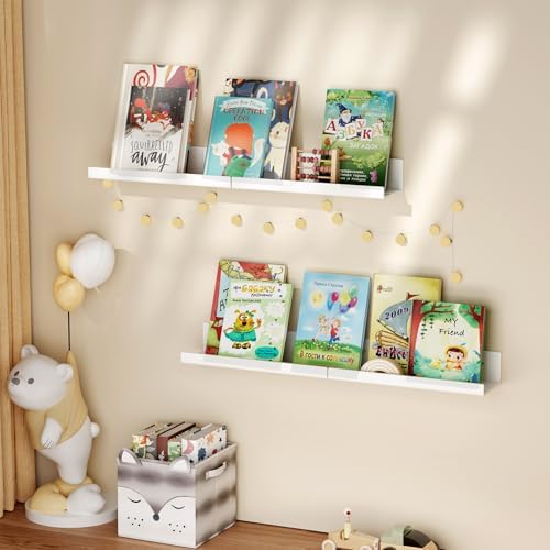 12 Inch Clear Floating Shelves 4 Pack with Cable Clips