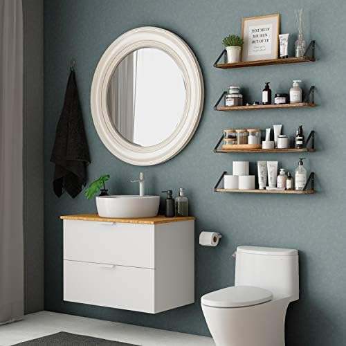 Wallniture Ponza Wood Floating Shelves Set of 4