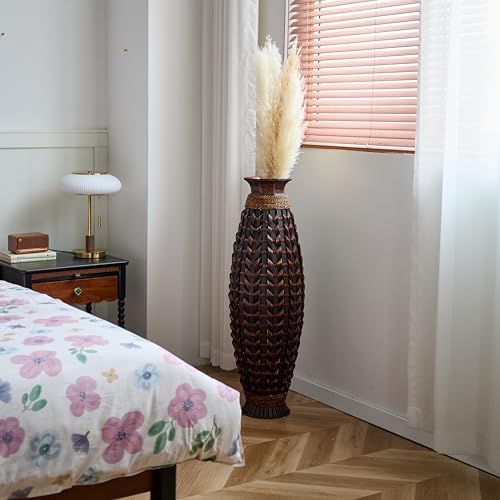 39 Inches Hand Woven Bamboo Floor Vase - Elegant Decor