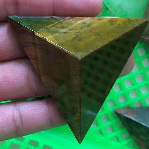 KatLin Natural Tiger Eye Stone Triangle Pyramid 2pcs Home Decor Healing Ornaments