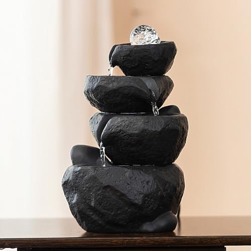 Ceramic Tabletop Fountain Water Feature Black