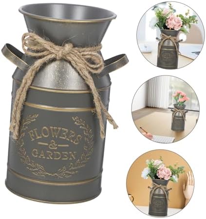 Farmhouse Decorative Metal Flower Bucket for Dried Flowers and Occasions