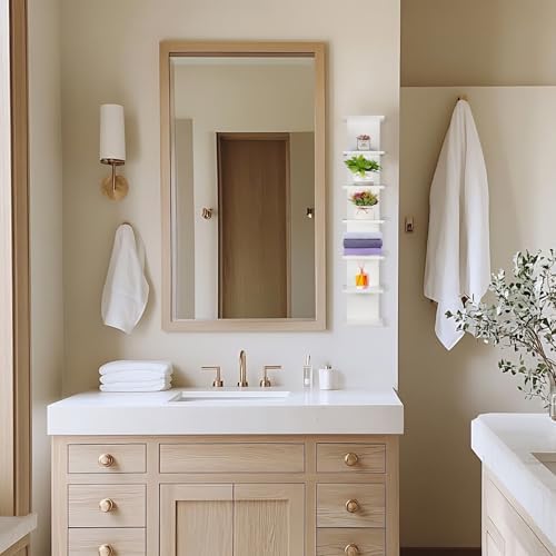 7 Tier Wall Shelf Unit - Compact Display Floating Shelves for Bedrooms and Living Rooms