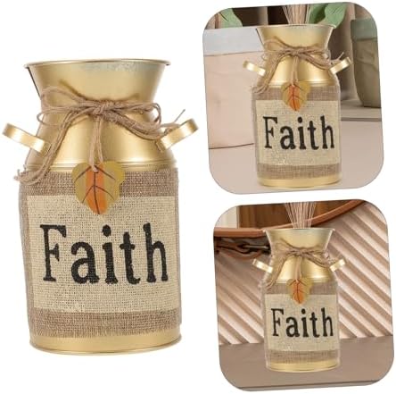 CIYODO Vintage Metal Flower Bucket Rustic Vase for Home Decor