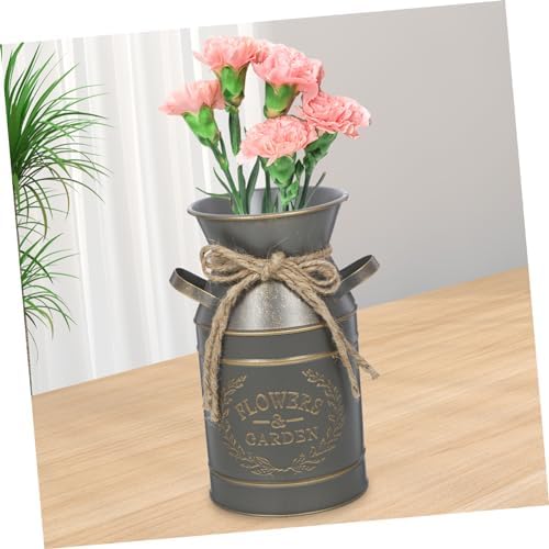 Balacoo Rustic Galvanized Flower Vase Double Handle