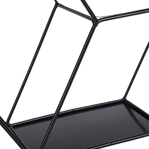 Hexagonal Floating Shelf Wall Decor with 2 Layers Black Metal